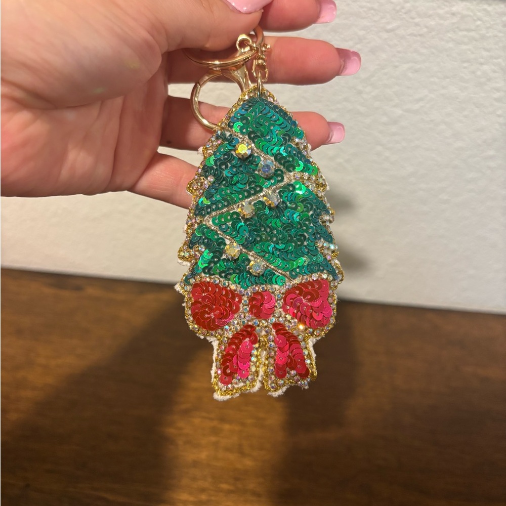 Sequin Christmas Tree Keychain/Bag Charm - Picture 4 of 4